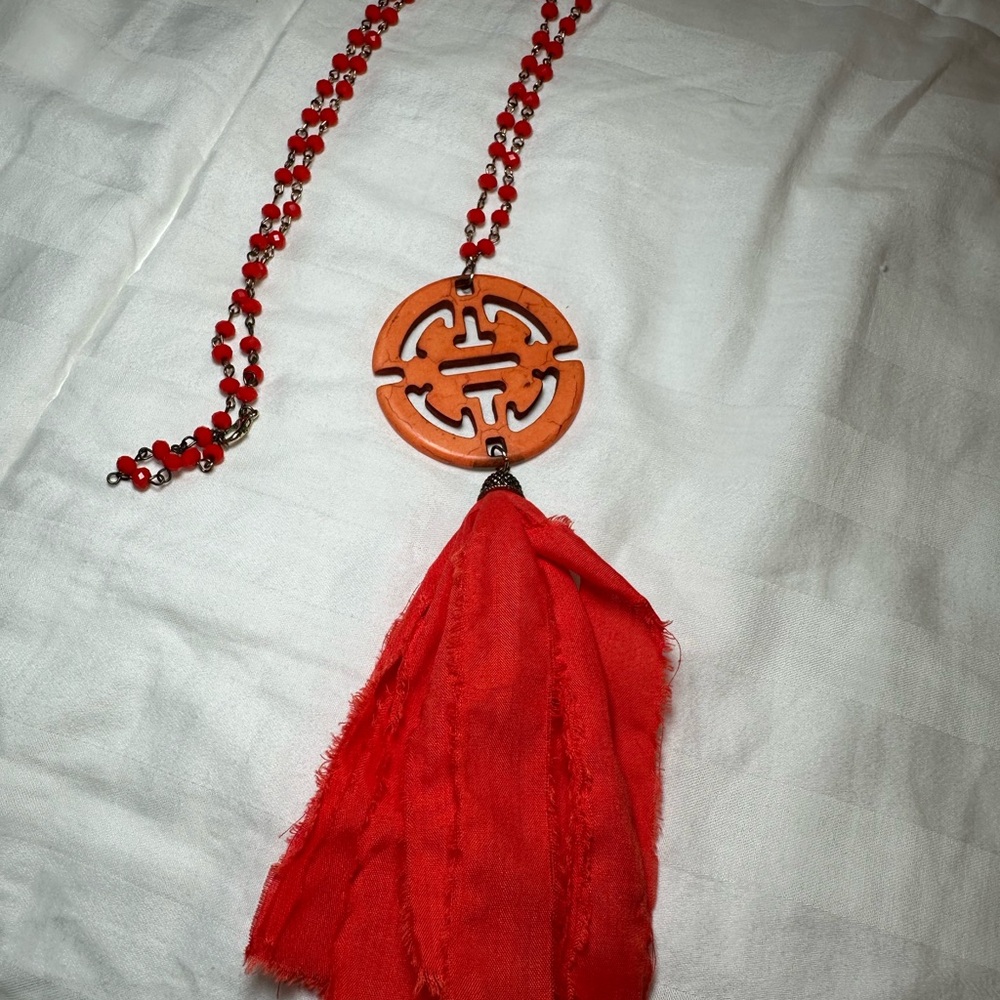 Red Tassel Pendant Necklace - Fashion Jewelry